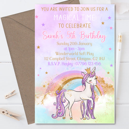 a birthday card with a unicorn on it