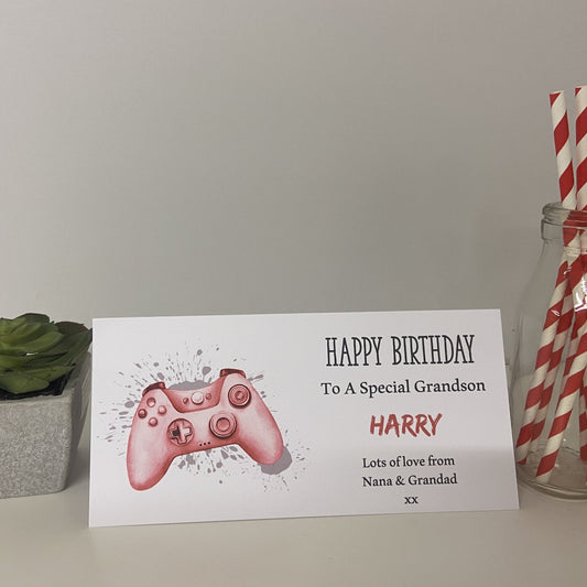 Personalised Birthday Card Wallet Gift Voucher Gaming X Box
