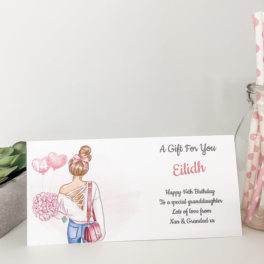 Personalised Birthday Card Wallet Gift Voucher Girl Teenage