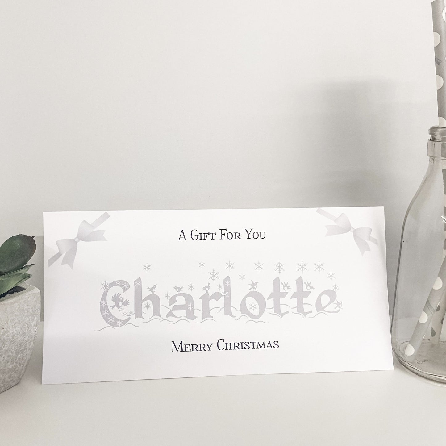 Personalised Christmas Gift Wallet Grey/Silver Snowflake Name
