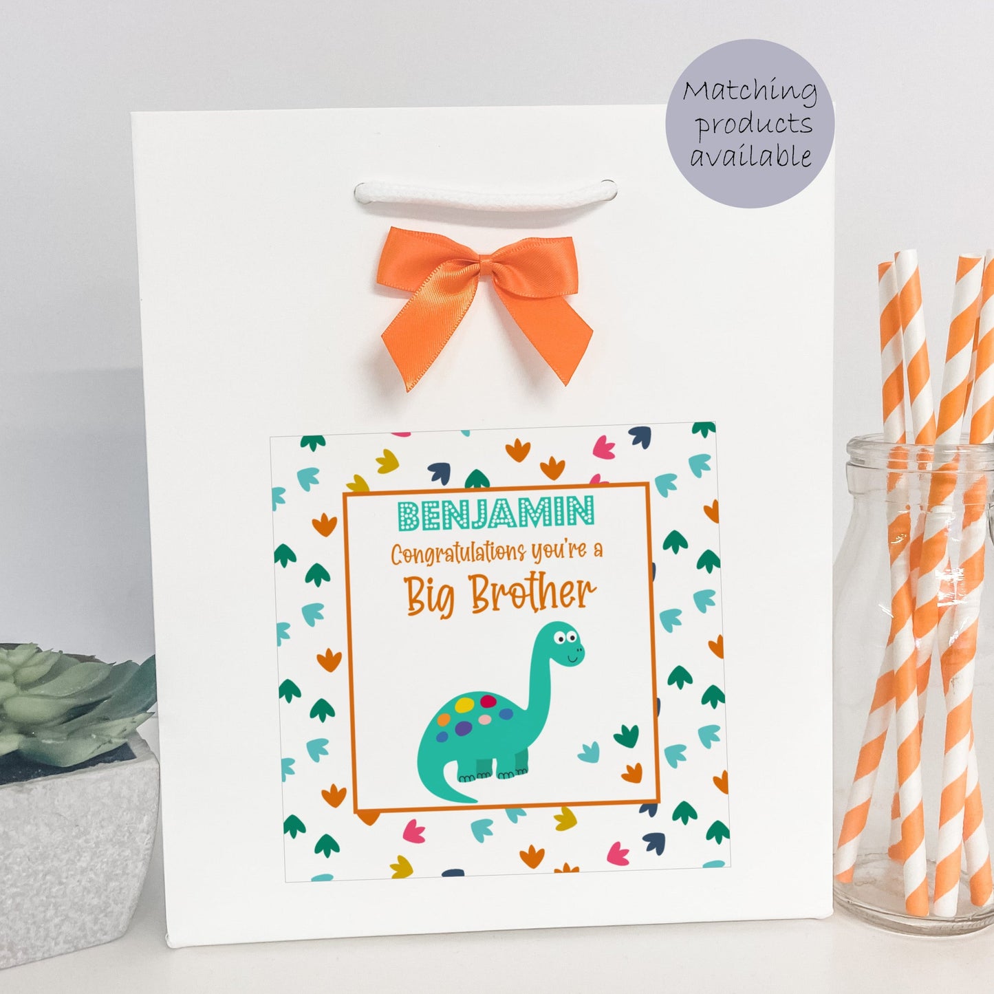 Personalised Congratulations New Big Brother Card Dinosaur