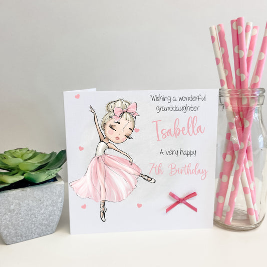 Personalised Girls Birthday Card Ballerina