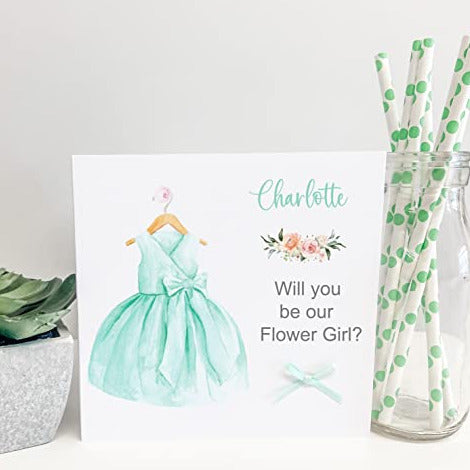 Personalised Will You Be Our Flower Girl Card Wedding Proposal Watercolour Dress