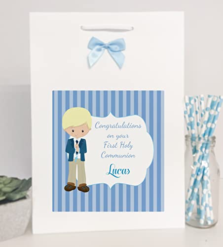 Personalised First Holy Communion Gift Bag Boy Blue