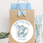 Personalised Baby Shower Paper Gift Bag Favour Loot Party Baby Boy Blue Watercolour Elephant