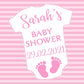Personalised Baby Shower Stickers for Favours Party Bags Pink Baby Grow