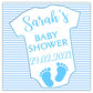 Personalised Baby Shower Stickers Blue Baby Grow