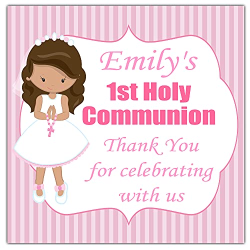 Personalised First Holy Communion Party Stickers Girl Pink