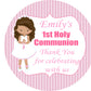 Personalised First Holy Communion Party Stickers Girl Pink