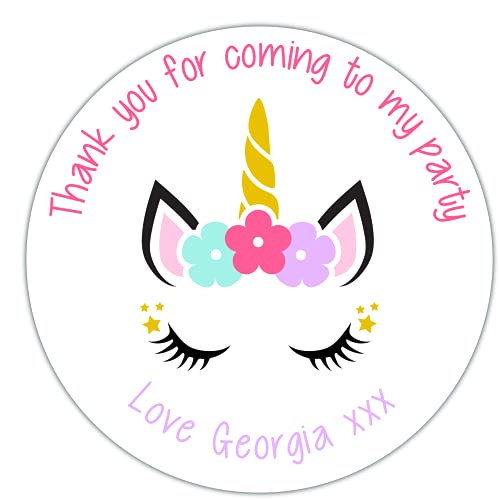 Personalised Birthday Party Stickers Unicorn