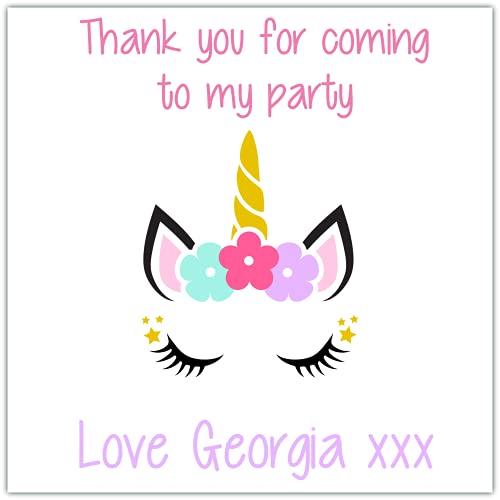 Personalised Birthday Party Stickers Unicorn