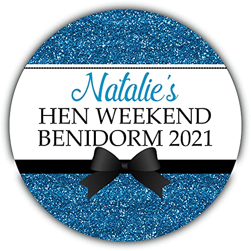 Personalised Hen Night Party Stickers for Favours Party Bags Printed Glitter Effect