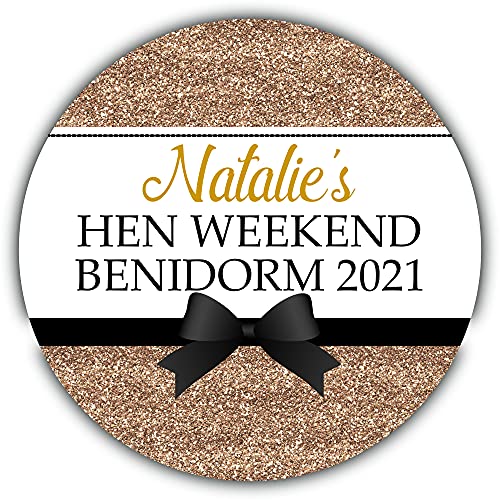 Personalised Hen Night Party Stickers Gold Printed Glitter Effect
