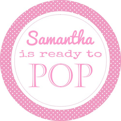 Personalised Baby Shower Stickers Pink Ready to Pop