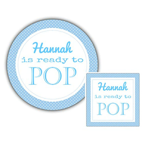 Personalised Baby Shower Stickers Blue Ready to Pop