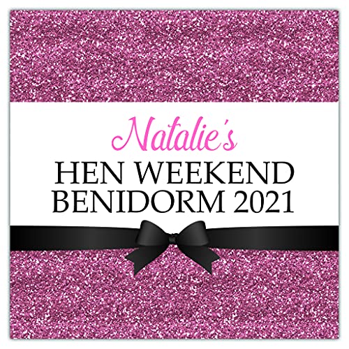Personalised Hen Night Party Stickers Pink Glitter Effect