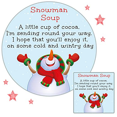 Christmas Stickers for Hot Chocolate Cone Snow Man Soup 