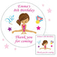 Personalised Birthday Party Stickers Gymnastics