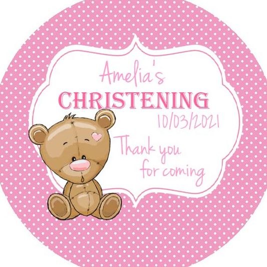 Personalised Christening Party Stickers for Favours Party Bags