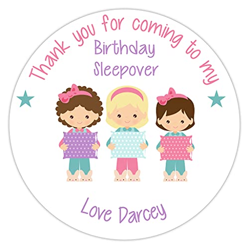 Personalised Birthday Party Stickers Girls Sleepover