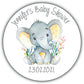 Personalised Baby Shower Party Stickers for Favours Party Bags Elephant