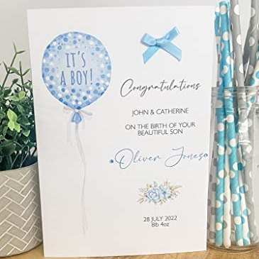 Personalised Congratulations New Baby Card For Parents Grandparents Boy