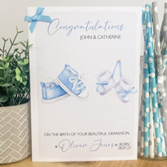 Personalised Congratulations New Baby Card For Parents Grandparents Boy