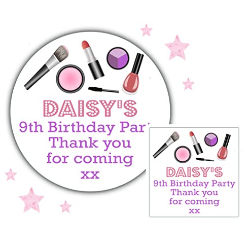 Personalised Birthday Party Stickers Girls Makeup