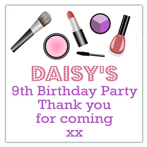 Personalised Birthday Party Stickers Girls Makeup