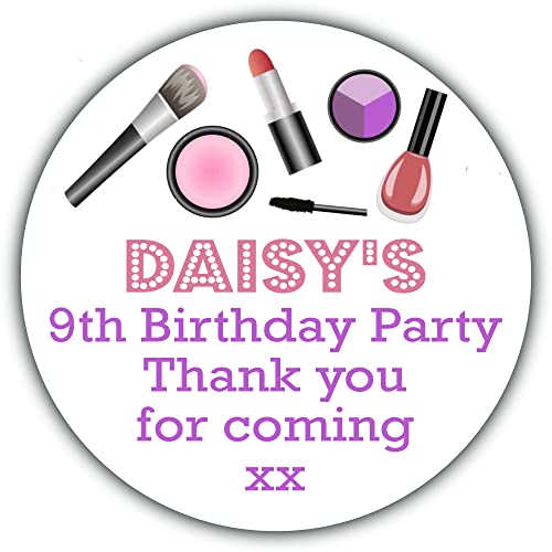 Personalised Birthday Party Stickers Girls Makeup