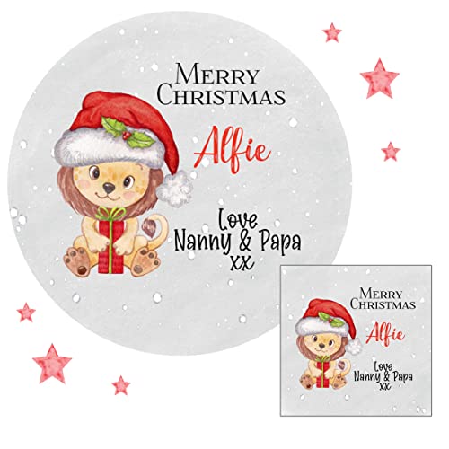 Personalised Christmas Stickers for Gift Present Wrapping Tags Lion