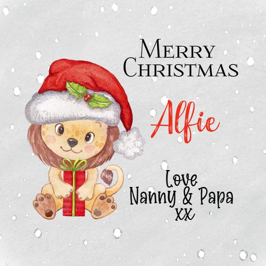 Personalised Christmas Stickers for Gift Present Wrapping Tags Lion