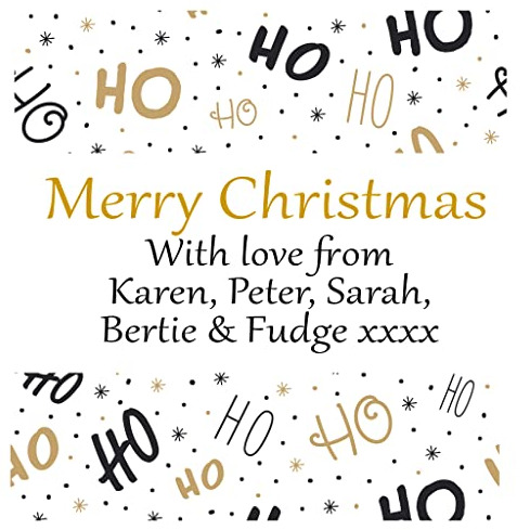 Personalised Christmas Stickers for Gift Present Wrapping Tags Gold Ho Ho Ho Design