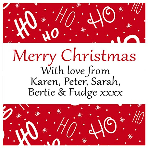 Personalised Christmas Stickers for Gift Present Wrapping Tags Ho Ho Ho Red