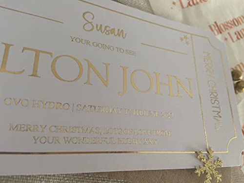 Personalised Foil Voucher Christmas Gift Card Concert Ticket Present Surprise Reveal