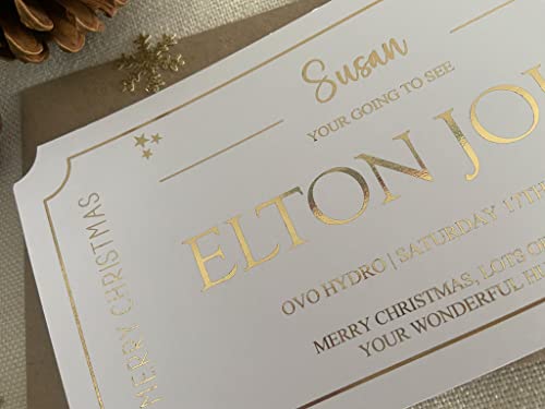 Personalised Foil Voucher Christmas Gift Card Concert Ticket Present Surprise Reveal