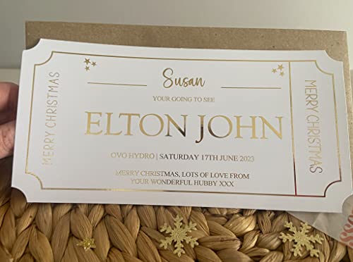 Personalised Foil Voucher Christmas Gift Card Concert Ticket Present Surprise Reveal