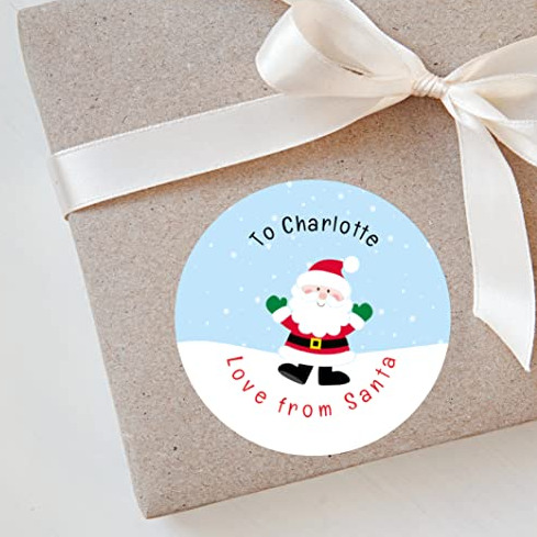 Personalised Christmas Stickers for Gift Tags Name Labels Present Wrapping Santa Claus