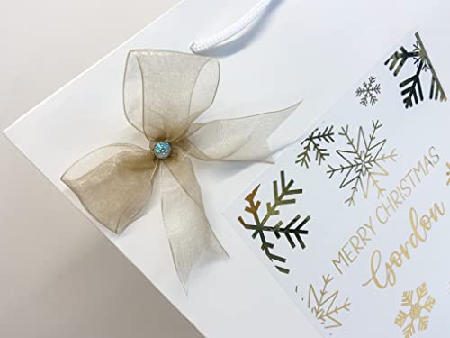 Personalised Foil Christmas Gift Bag Present Bag Favour Bag