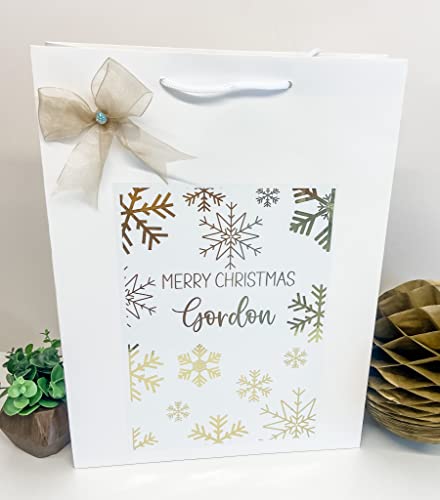Personalised Foil Christmas Gift Bag Present Bag Favour Bag