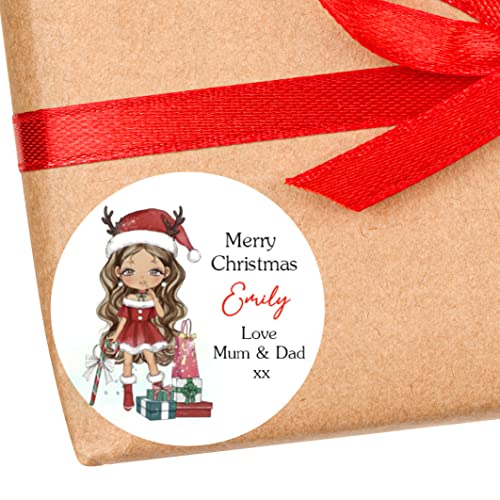 Personalised Christmas Stickers Girls Labels for Gift Wrapping Presents