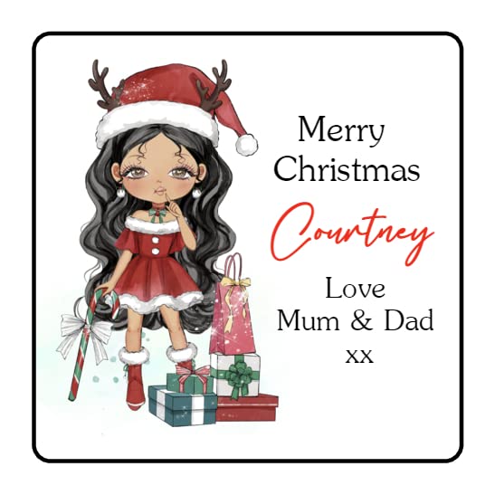 Personalised Christmas Stickers Girls Labels for Gift Wrapping Presents