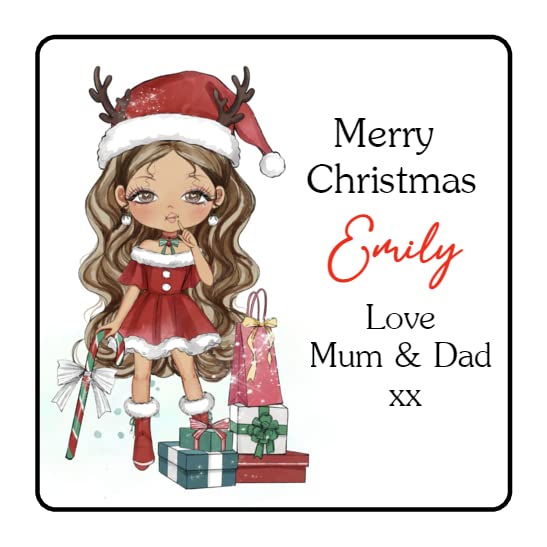 Personalised Christmas Stickers Girls Labels for Gift Wrapping Presents