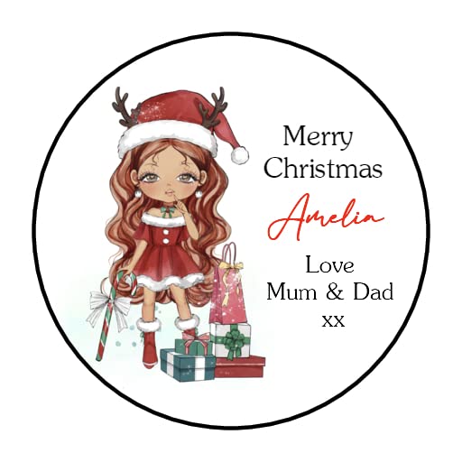 Personalised Christmas Stickers Girls Labels for Gift Wrapping Presents