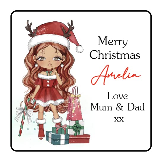 Personalised Christmas Stickers Girls Labels for Gift Wrapping Presents