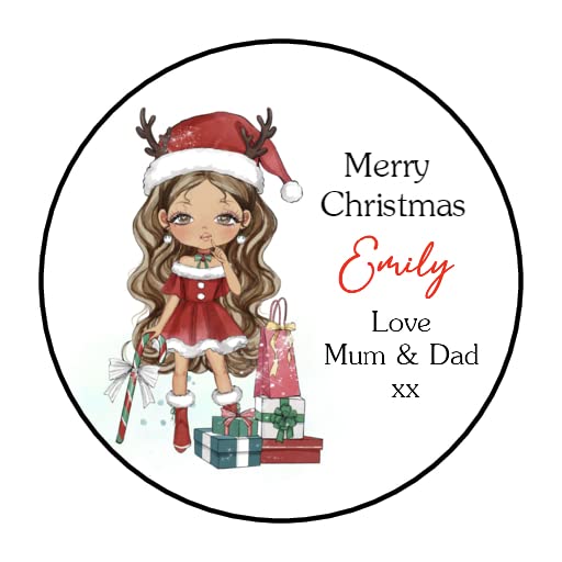 Personalised Christmas Stickers Girls Labels for Gift Wrapping Presents