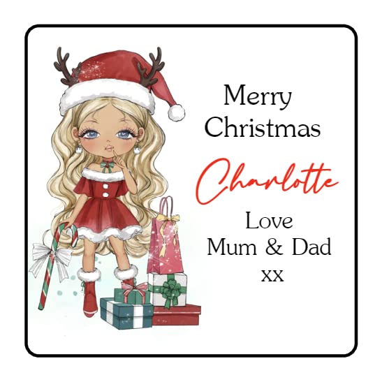Personalised Christmas Stickers Girls Labels for Gift Wrapping Presents