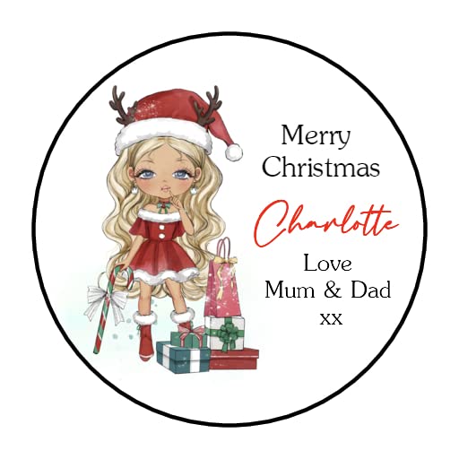 Personalised Christmas Stickers Girls Labels for Gift Wrapping Presents