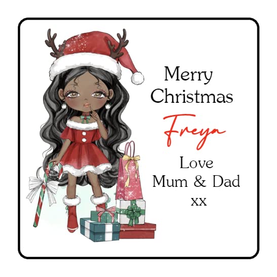 Personalised Christmas Stickers Girls Labels for Gift Wrapping Presents