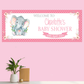 Personalised Baby Shower Party Banner, Watercolour Elephant Pink Girl